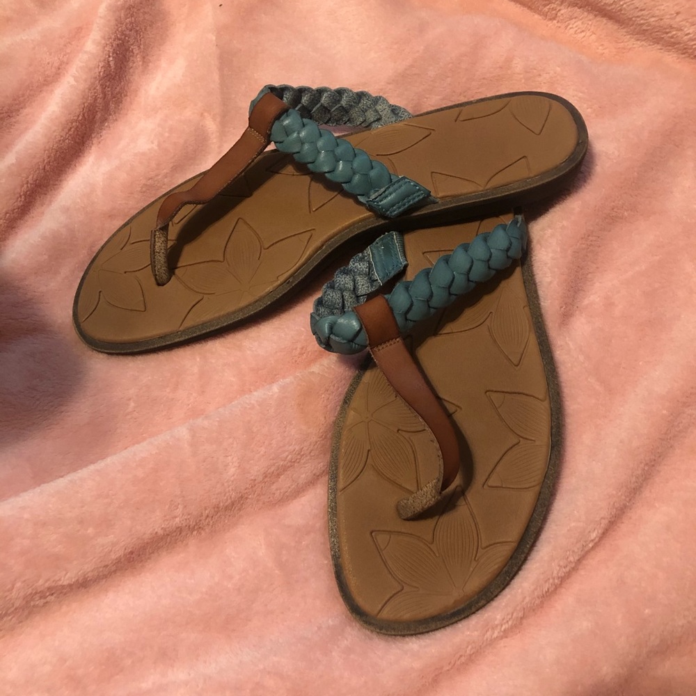 Turquoise and Brown Sandals
